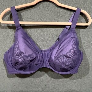 Bali 6563 Purple Floral Jacquard Full Coverage Underwire Bra 40D Comfort-U Back